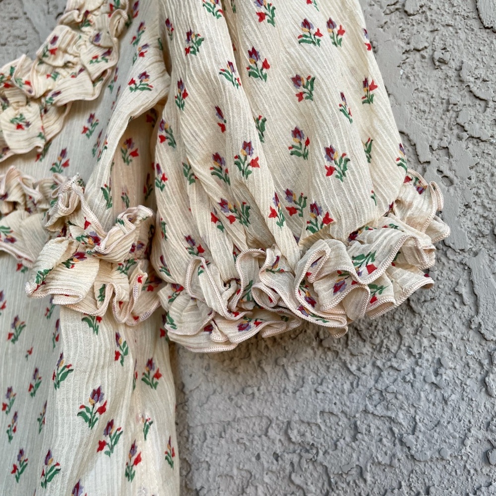 Sezane Floral Ruffle Blouse - Cream and Pink - Picture 8 of 16